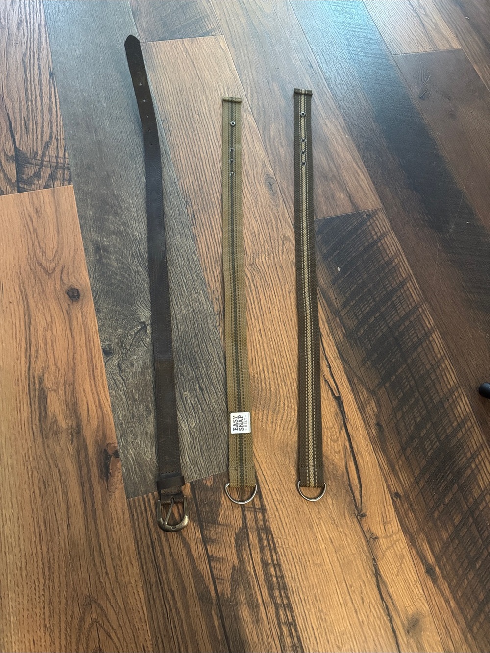 Set of 3 Casual D-Ring  Belts in Olive and Brown